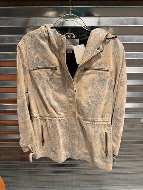 ✨ Adam + Eve Distressed Metallic Hooded Jacket (NWT) – Size M ✨